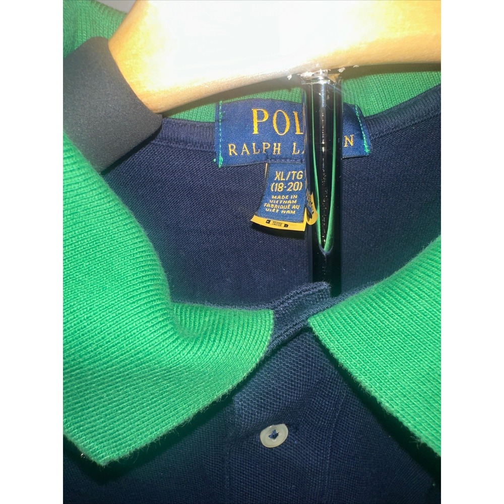 Polo Ralph Lauren Big Pony #3 Navy Green Polo Shirt Size XL (18-20) - Picture 3 of 5